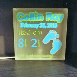 Personalized Birth Announcement Glass Block Nightlight - thumbnail 4