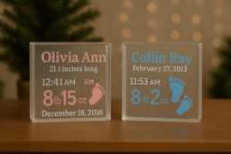 Personalized Birth Announcement Glass Block Nightlight