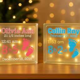 Personalized Birth Announcement Glass Block Nightlight - thumbnail 2