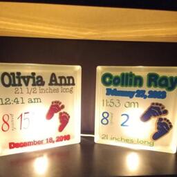 Personalized Birth Announcement Glass Block Nightlight - thumbnail 3