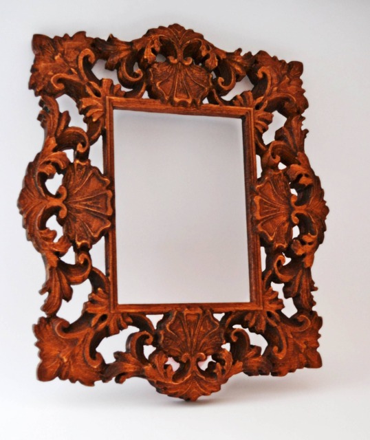 Wooden Photo Frame, Wood Picture Wedding Carved Art Rustic Carving 5x7 Frame, 8x10 Frame - image 1