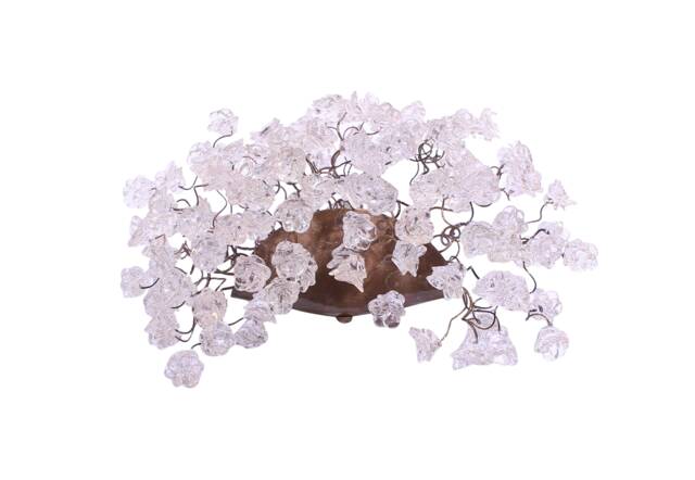 Clear Flower Wall Sconce Lighting Bronze Plate Polyester Lamp - image 1