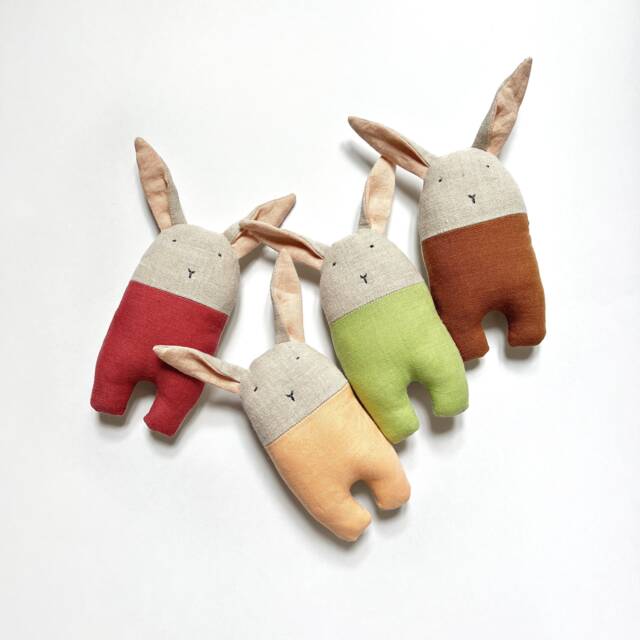 Upcycled Linen Baby Bunny Rattles - image 1