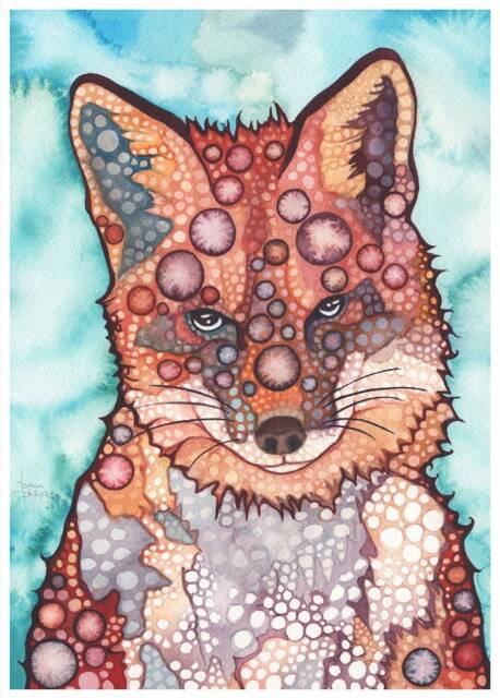 Thoughtful Fox Print Watercolor Animal Portrait, Rust Red Earth Tones - image 1