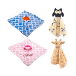 Personalized Animal Security Blanket For Baby - 4 Styles Free Shipping- Custom Monogram/Name Embroidered Gift- Shower/Birth Present