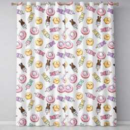 Cute Bunny Ice Cream Donut Chick Kawaii Seamless Pattern Background Readymade Eyelet Ring Top Thermal 100% Blackout Curtains - thumbnail 2