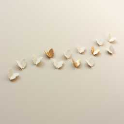 3D Porcelain Butterfly Wall Art, Gold & White Set Of 13 - thumbnail 2