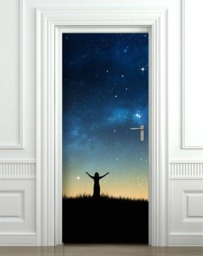 Sky At Night Stars Wall Door Decal, Sticker, Mural, Tree Wallpaper, Home Design Cover