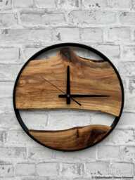 Live Edge Wood Wall Clock, Large Carved & Metal Minimalist Unique Industrial Style, Modern Clock For Wall, New Home Gifts