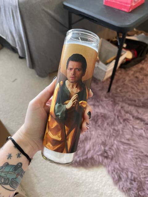 Castiel Funny Prayer Candle, Misha Collins Prayer Religious Candle