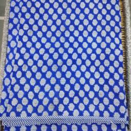 "Blue Cotton Quilt Handmade Reversible Jaipuri Block Print Blanket - 90""x108" - thumbnail 2