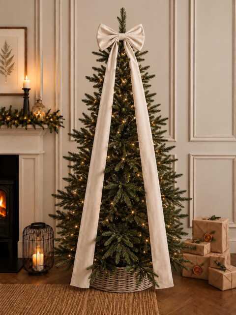 Luxury Handmade Champagne Velvet Christmas Tree Topper With Long Tails - image 1