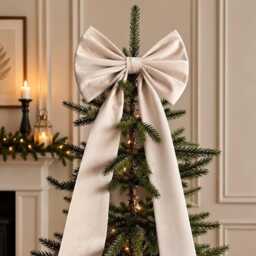 Luxury Handmade Champagne Velvet Christmas Tree Topper With Long Tails - thumbnail 3