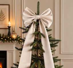 Luxury Handmade Champagne Velvet Christmas Tree Topper With Long Tails
