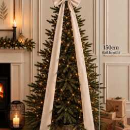 Luxury Handmade Champagne Velvet Christmas Tree Topper With Long Tails - thumbnail 2