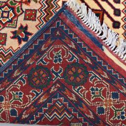 Red Afghan Runner Rug, Hand Knotted Wool, Geometric Turkmen Design, 3x7 Ft - thumbnail 4