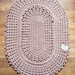 Crochet Oval Rug Small Polyester Floor Mat, Nursery Decor - thumbnail 4