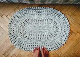 Crochet Oval Rug Small Polyester Floor Mat, Nursery Decor - thumbnail 1