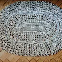 Crochet Oval Rug Small Polyester Floor Mat, Nursery Decor - thumbnail 2
