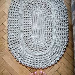 Crochet Oval Rug Small Polyester Floor Mat, Nursery Decor - thumbnail 3