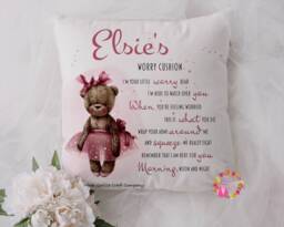 Personalised Worry Cushion, Comforter Pillow, Bear, Bear Anxiety Aid, Eater, Snuggle Sleep Child Pillow