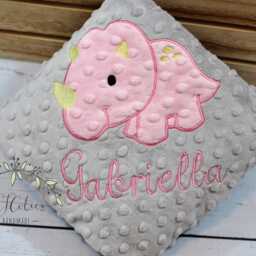 Dinosaur Minky Baby Blanket-Personalized Triceratops Dino Blanket-Personalized Boy Baby Blanket-Minky Blanket-Dino Blanket - thumbnail 3
