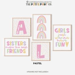 Sisters Print Set -- Gallery Wall, Girls Set, Bedroom Prints, Make The Best Friends, Rainbow Bedroom, Unframed - thumbnail 2