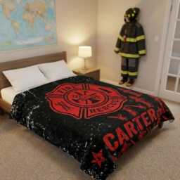 Personalized Firefighter Blanket, Custom Name Soft Cozy Sherpa Fleece Throw Blankets, Gift For Fireman, Dad, Husband, Boyfriend, Son - thumbnail 4
