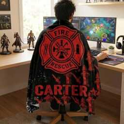 Personalized Firefighter Blanket, Custom Name Soft Cozy Sherpa Fleece Throw Blankets, Gift For Fireman, Dad, Husband, Boyfriend, Son - thumbnail 2