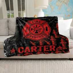 Personalized Firefighter Blanket, Custom Name Soft Cozy Sherpa Fleece Throw Blankets, Gift For Fireman, Dad, Husband, Boyfriend, Son - thumbnail 1