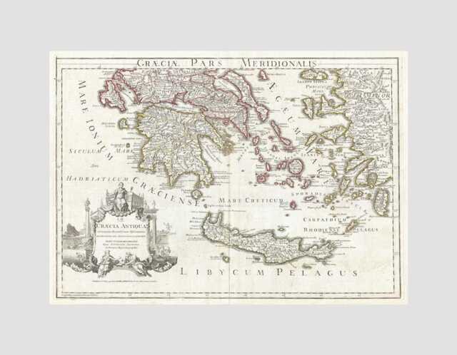 Historical Greek Islands Map Print Southern Aegean Historic Poster - image 1