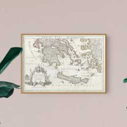 Historical Greek Islands Map Print Southern Aegean Historic Poster - thumbnail 3