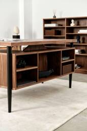 Desk in A Mid-Century Scandinavian Style Made Of Walnut Vaneer Livlo O-B02