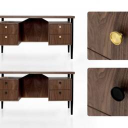 Desk in A Mid-Century Scandinavian Style Made Of Walnut Vaneer Livlo O-B02 - thumbnail 2