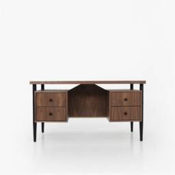 Desk in A Mid-Century Scandinavian Style Made Of Walnut Vaneer Livlo O-B02 - thumbnail 3
