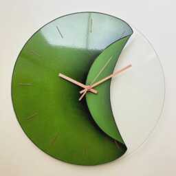 Rustic Green Large Glass Wall Clock Oversized Art Deco Home Decor - thumbnail 3