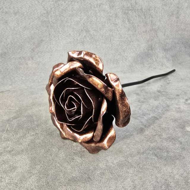 Handcrafted Steel Metal Rose Copper Bronze - 7Th/8Th Anniversary Gift - image 1