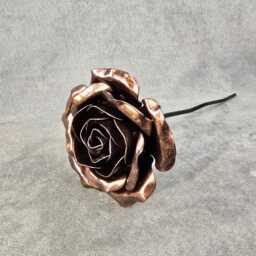 Handcrafted Steel Metal Rose Copper Bronze - 7Th/8Th Anniversary Gift - thumbnail 1