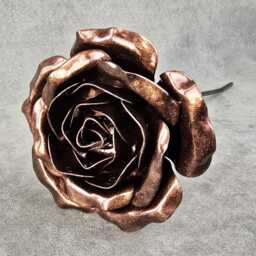 Handcrafted Steel Metal Rose Copper Bronze - 7Th/8Th Anniversary Gift - thumbnail 2