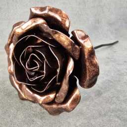 Handcrafted Steel Metal Rose Copper Bronze - 7Th/8Th Anniversary Gift - thumbnail 3