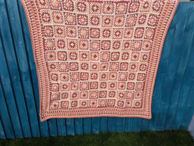 Handcrafted Crochet Granny Square Blanket Peaches & Cream Afghan Throw, Handmade Blanket - image 1