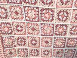 Handcrafted Crochet Granny Square Blanket Peaches & Cream Afghan Throw, Handmade Blanket - thumbnail 1