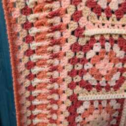 Handcrafted Crochet Granny Square Blanket Peaches & Cream Afghan Throw, Handmade Blanket - thumbnail 4