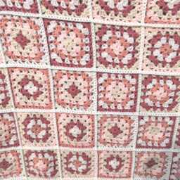 Handcrafted Crochet Granny Square Blanket Peaches & Cream Afghan Throw, Handmade Blanket - thumbnail 2