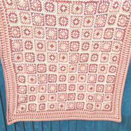 Handcrafted Crochet Granny Square Blanket Peaches & Cream Afghan Throw, Handmade Blanket - thumbnail 2
