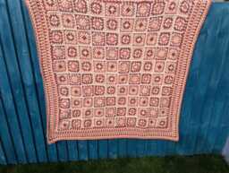 Handcrafted Crochet Granny Square Blanket Peaches & Cream Afghan Throw, Handmade Blanket