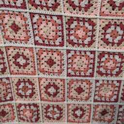 Handcrafted Crochet Granny Square Blanket Peaches & Cream Afghan Throw, Handmade Blanket - thumbnail 3