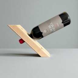 Handmade Wooden Balancing Wine Holder Rustic Gravity Stand - thumbnail 2
