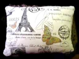 French Stamp Pillow Cover Eiffel Tower & Butterfly Design - thumbnail 1