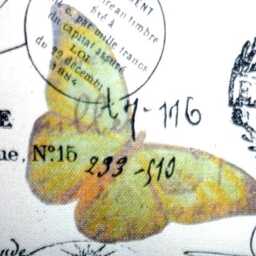French Stamp Pillow Cover Eiffel Tower & Butterfly Design - thumbnail 2